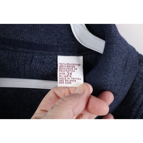 Vtg 90s Streetwear Mens 3XL Distressed Thin Terry Cloth Fleece Collared Sweater - Picture 9 of 14